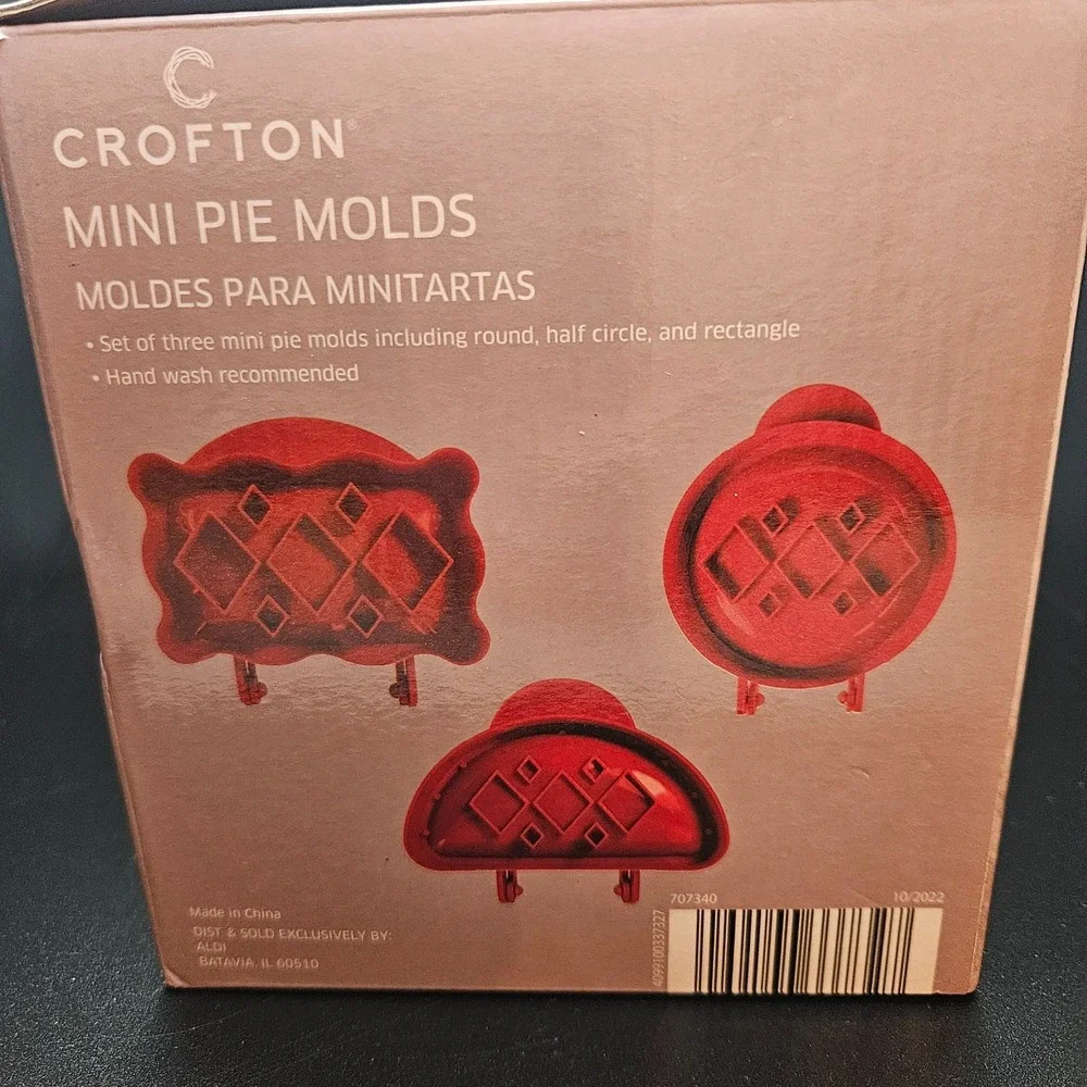 Crofton Mini Pie Molds 3 Piece Set‎ Hand Pie Press Round Rectangle Half Circle
